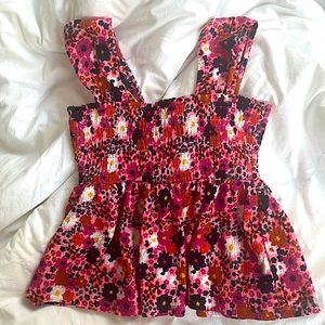 francesca’s claudette vibrant floral crinkle blouse